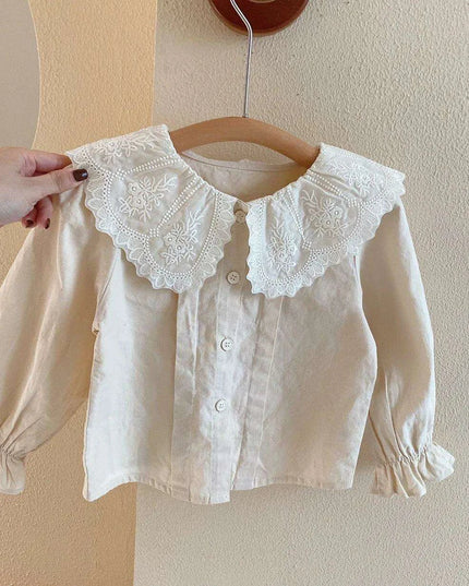 Charming 3-Piece Girls' Outfit Set: Knitted Vest, Lace Collar Blouse, and Pleated Skirt for Infants