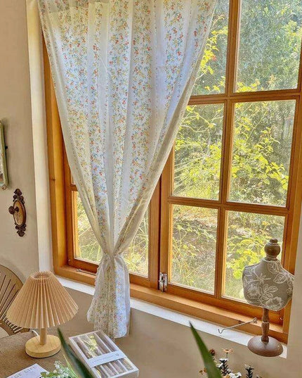 French Floral Cotton Rod Pocket Curtains for Kitchen & Bath – Retro Short Blinds & Partitions