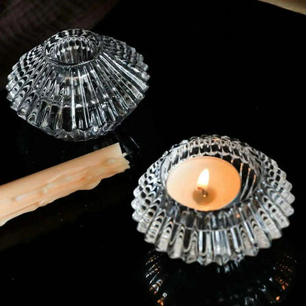 Elegant Double-Sided Glass Candle Holder - Ideal for Weddings and Special Occasions