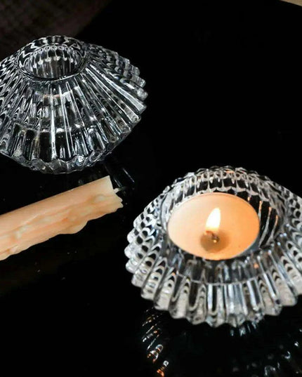 Elegant Double-Sided Glass Candle Holder - Ideal for Weddings and Special Occasions