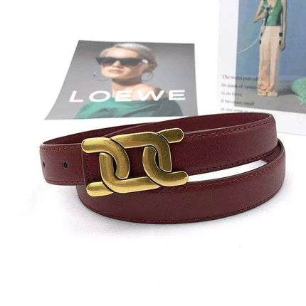 Chic Women's Leather Waist Belt with Modern Buckle Design | Fashionable Korean Trend