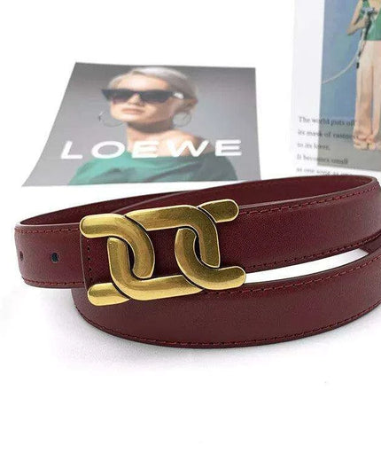 Chic Women's Leather Waist Belt with Modern Buckle Design | Fashionable Korean Trend