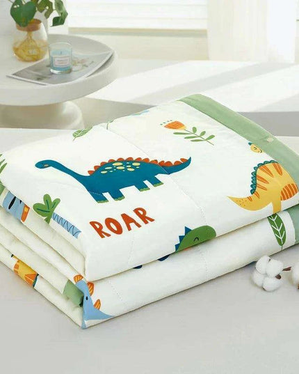 Dinosaur Delight Summer Quilt for Kids - Fun Floral Patterns for Boys' Room Decor