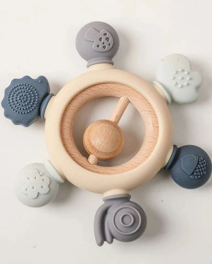 Eco-Friendly Handmade Crochet Baby Rattle with Wooden Teether