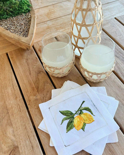 Elegant Lemon Lace Cocktail Napkin - Personalize Your Table with Style