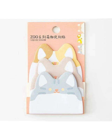 Charming Cat and Bunny Sticky Note Collection - Delightful Animal Memo Pads for Creative Organization