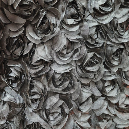 3D Rose Embroidered Mesh Fabric for Bridal & Stage Wear