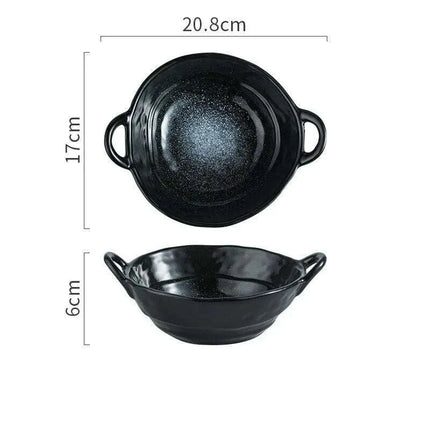 Elevated Dual-Compartment Ceramic Bowl for Ramen, Bibimbap, Soups, and Noodles in Fine Dining Settings