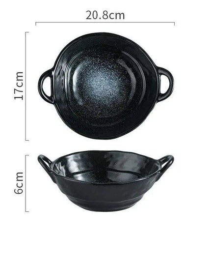 Elevated Dual-Compartment Ceramic Bowl for Ramen, Bibimbap, Soups, and Noodles in Fine Dining Settings