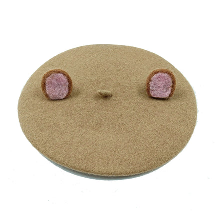 Charming Handcrafted Pumpkin Wool Beret with Leaf Embellishments for Fall and Winter Fashion