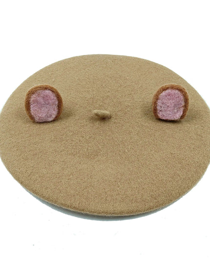 Charming Handcrafted Pumpkin Wool Beret with Leaf Embellishments for Fall and Winter Fashion