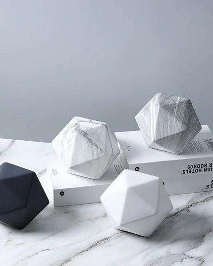Elegant Marbled Ceramic Geometric Polyhedron Decorative Ball