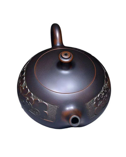 Elegant Handcrafted Purple Clay Teapot Set with Dragon and Phoenix Design - Perfect for Tea Lovers