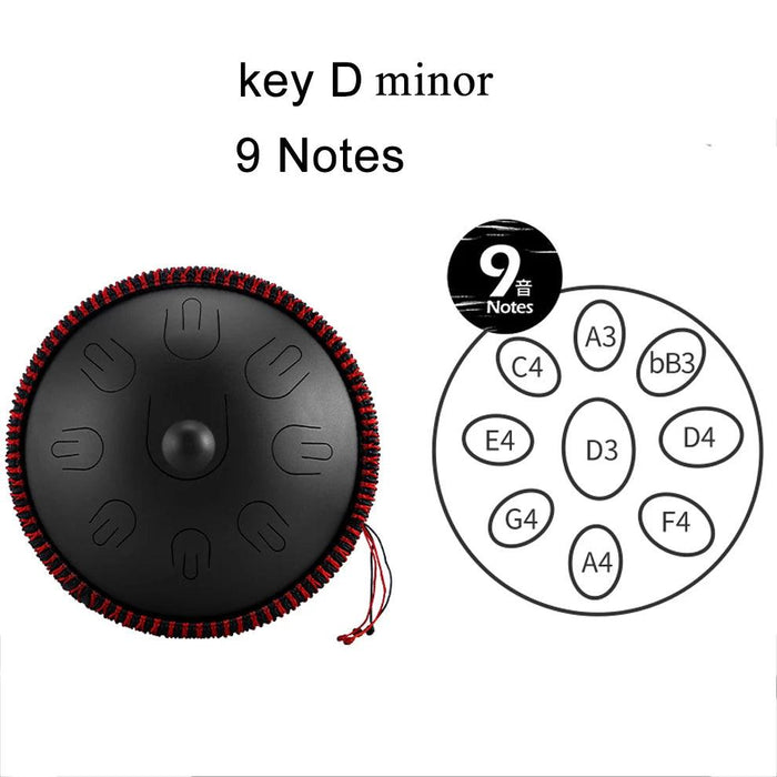 Ethereal 14-Inch D Minor Steel Drum Glucophone - Complete Musical Experience Set