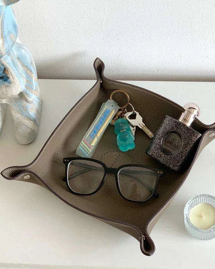 Elegant Leather Desk Tray Organizer for Keys, Jewelry, and Essentials - Stylish Storage Solution