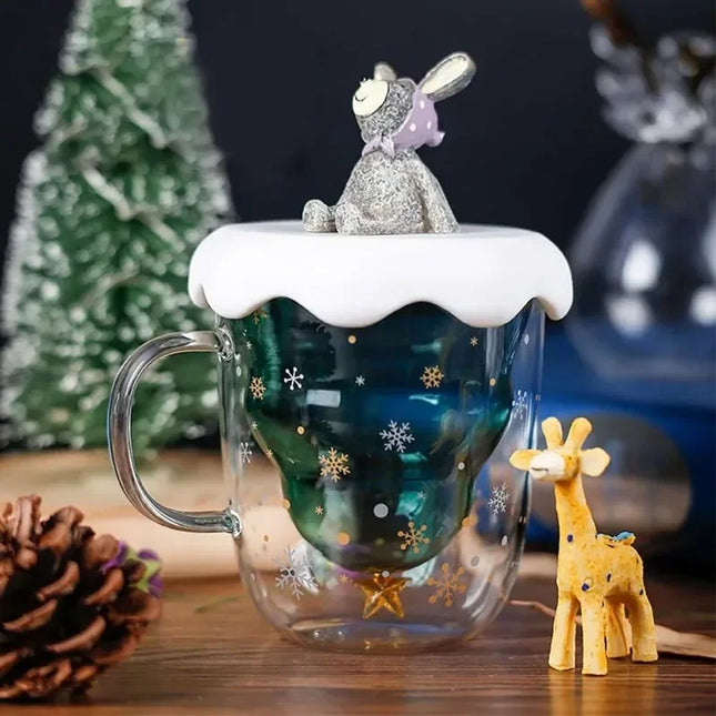 Christmas Tree Double Wall Glass Mug — 300ml Borosilicate | Très Elite