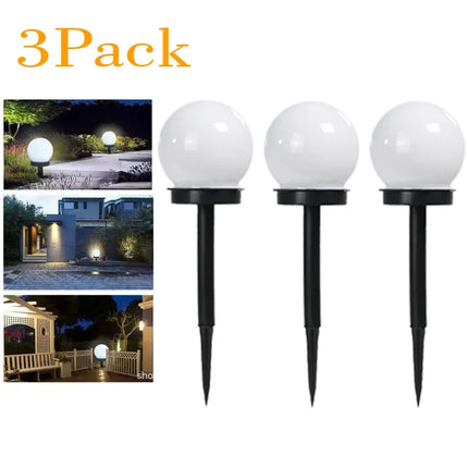 Solar LED Garden Ball Lights – Set of 3 Ground Stake Lamps