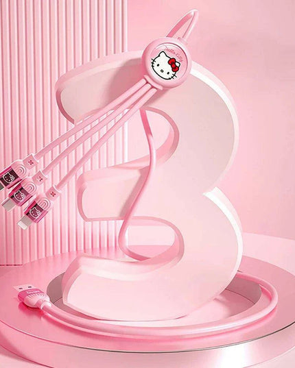 Sanrio Kuromi & Friends 3-In-1 Charging Cable - Adorable Anime Characters USB Cord for Huawei, iPhone, Xiaomi - Durable & Perfect for Gifting