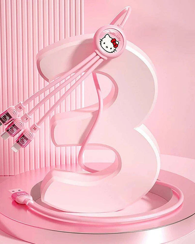 Sanrio Kuromi & Friends 3-In-1 Charging Cable - Adorable Anime Characters USB Cord for Huawei, iPhone, Xiaomi - Durable & Perfect for Gifting