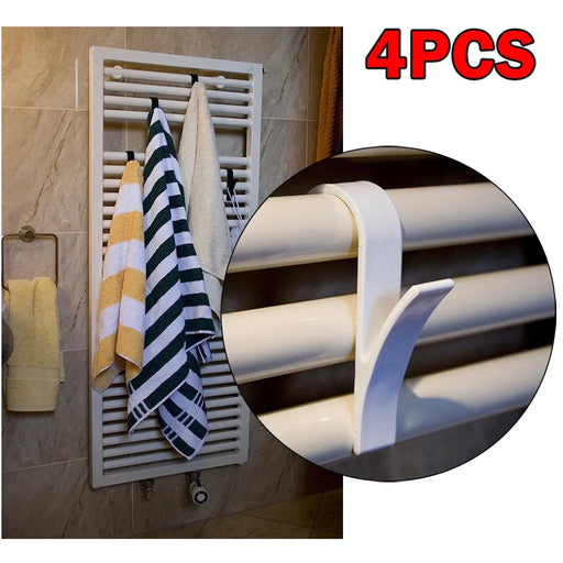 Efficient White PVC Radiator Coat Hooks: Space-Saving Bathroom Organizer - Stylish and Functional