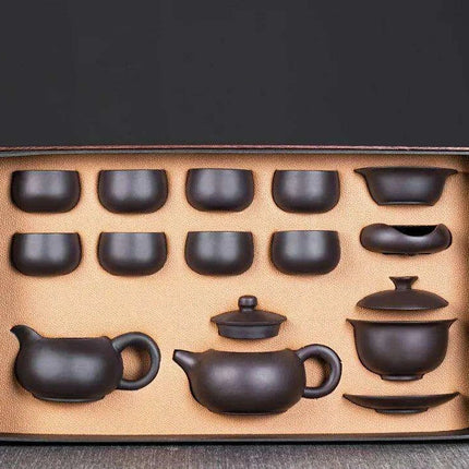 Elegant Vintage Purple Clay Tea Set with Luxurious Gift Presentation for Discerning Tea Lovers