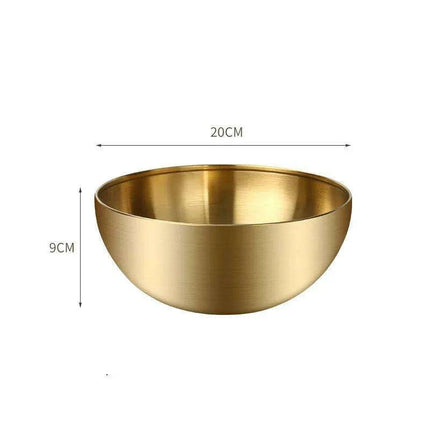 Korean Luxurious Stainless Steel Salad Bowl Set - Elegant Gold and Silver Bowls in Sizes from 15cm to 28cm