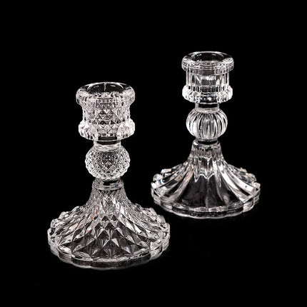 Vintage Clear Glass Candlestick Holder — Dinner & Wedding Decor