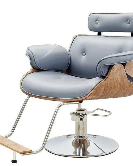 Chic Walnut Leather Adjustable Salon Styling Chair