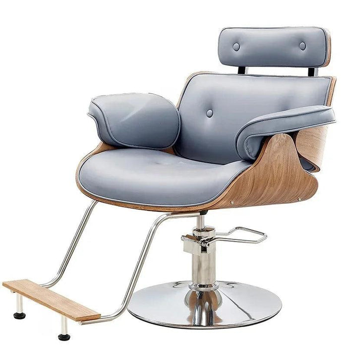 Chic Walnut Leather Adjustable Salon Styling Chair