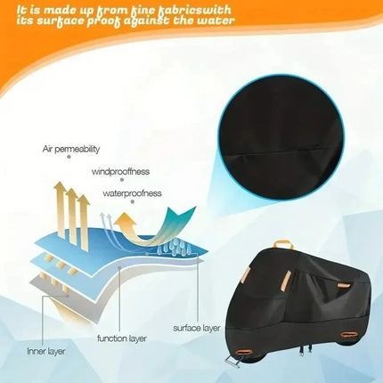 Waterproof Motorcycle Cover — 210D Polyester, UV & Dustproof
