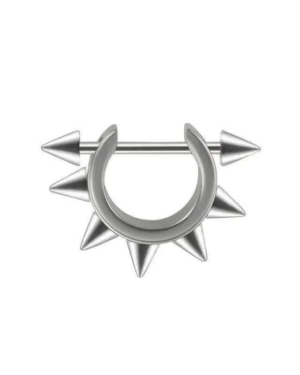 Men's Silver/Black Stainless Steel Spike Hoop Earring - Edgy Cartilage Jewelry for Tragus, Helix, and Daith Piercings
