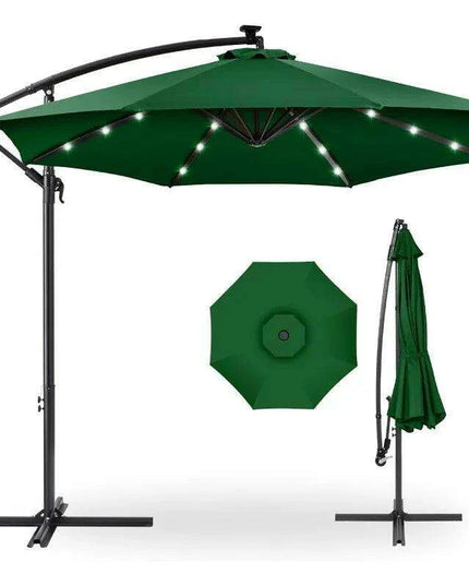 Solar-Powered 10ft LED Hanging Market Umbrella for Outdoor Spaces
