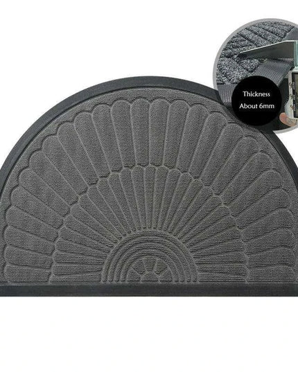 Superior Slip-Resistant Black and Gray Half Moon Outdoor Entryway Rug