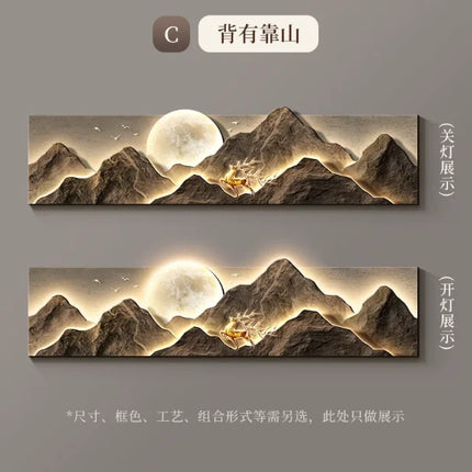 Luxury Bedside LED Wall Lamp with Back Support & Artwork