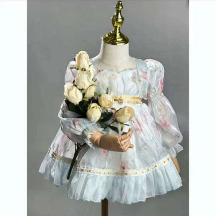 Enchanting Floral Puff Sleeve Dress for Girls - Ideal for Spring Festivities and Flower Girl Celebrations