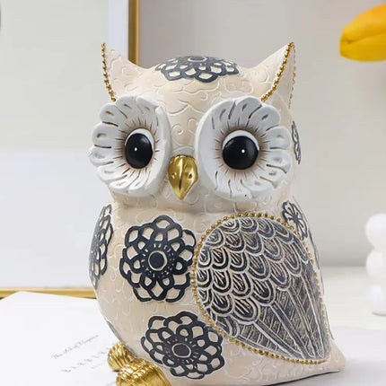 Whimsical Owl Sculpture — Resin Home Decor Accent