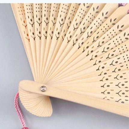 Charming Retro Silk Folding Fan - Exquisite Bamboo Craft for Dance and Home Elegance