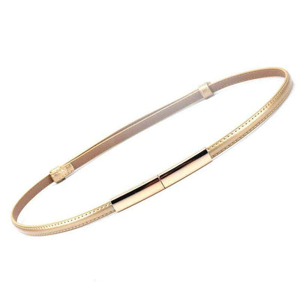 Colorful Women's Leather Belt with Elegant Gold Buckle - Perfect Accessory for Any Outfit