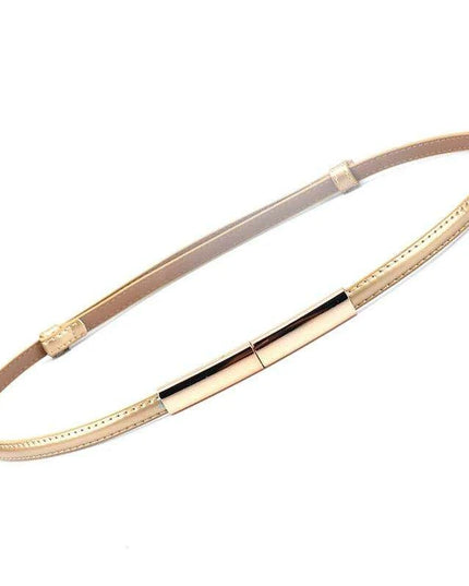 Colorful Women's Leather Belt with Elegant Gold Buckle - Perfect Accessory for Any Outfit