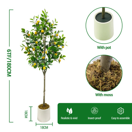 150cm 180cm Fake Plant Artificial Lemon Tree Realistic Lemon and Leave