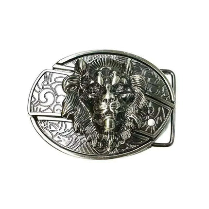 Retro Punk Cowboy Style Metal Buckle Belt for Men - Customizable Fit with Unique Embossed Detailing