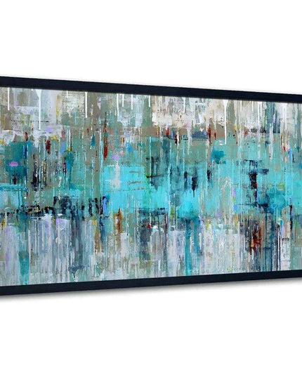 Sleek Gray Green Abstract Wall Art with Elegant Metal Details - Modern Home Decor