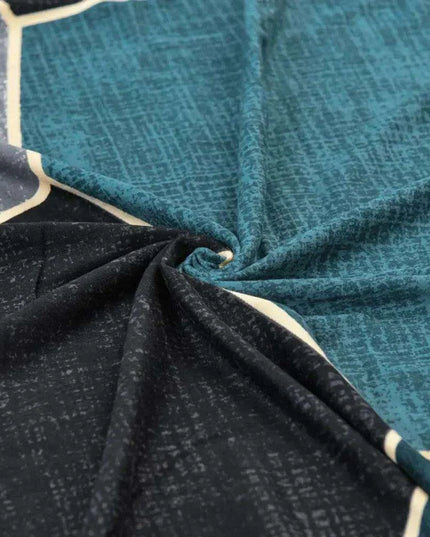 Elegant Geometric Blue-Grey Stretch Chair Covers for Stylish Dining Experiences