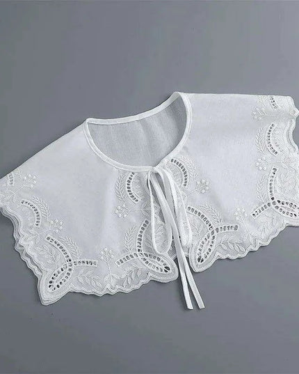 Embroidered Lace Detachable Collar for Women - Elegant White Shawl Accessory