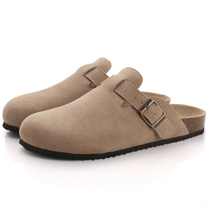 Comwarm Fashion Women's Suede Mules Slippers Men Clogs Cork Insole Sandals With Arch Support Outdoor Beach Slides Home Shoes comwarm-fashion-womens-suede-mules-slippers-men-clogs-cork-insole-sandals-with-arch-support-outdoor-beach-slides-home-shoes
