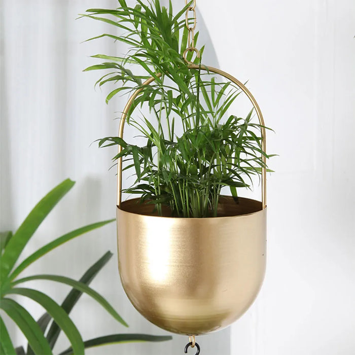 Elegant Iron Hanging Plant Holder - Chic Décor for Indoor and Outdoor Areas