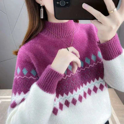 Korean-Inspired Luxe Knit Pullover Sweater - Chic Winter Fashion for Women