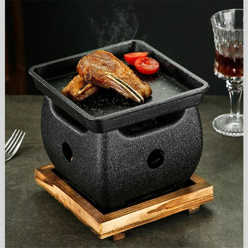 Japanese Charcoal Grill & Tea Infuser Set with Korean BBQ Plate - Ultimate Outdoor Cooking Delight