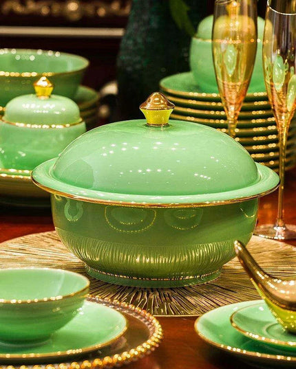 Sophisticated Blue and White Porcelain Dinnerware Set with Opulent Gold Accents