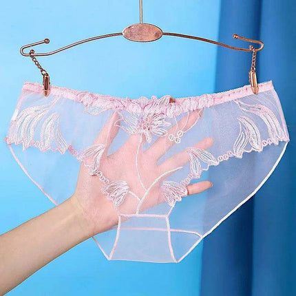 Luxe Floral Lace Low-Rise Seamless Briefs - Sheer Ultra-Thin Women's Lingerie